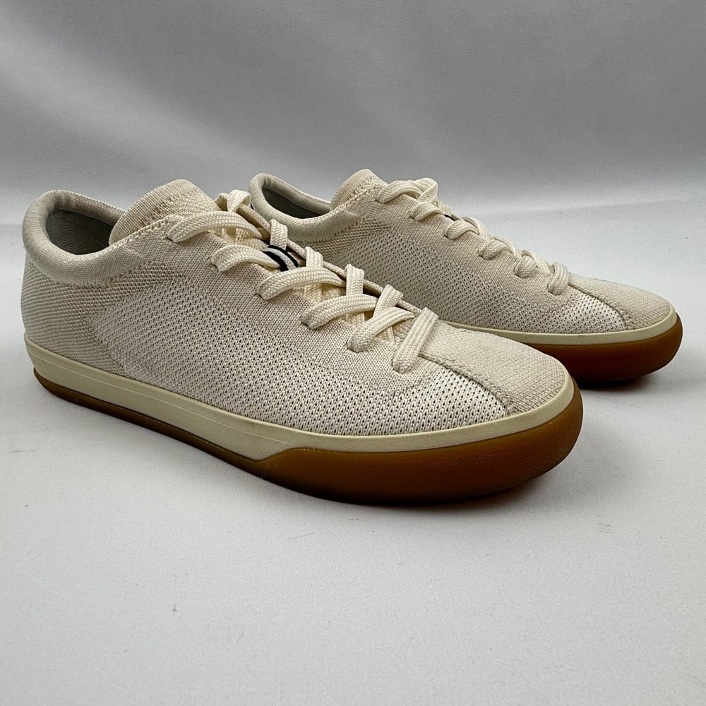 Rothys RS01 Sneaker Bone Cream Knit Lace Up Low Top Gum Sole Womens 8